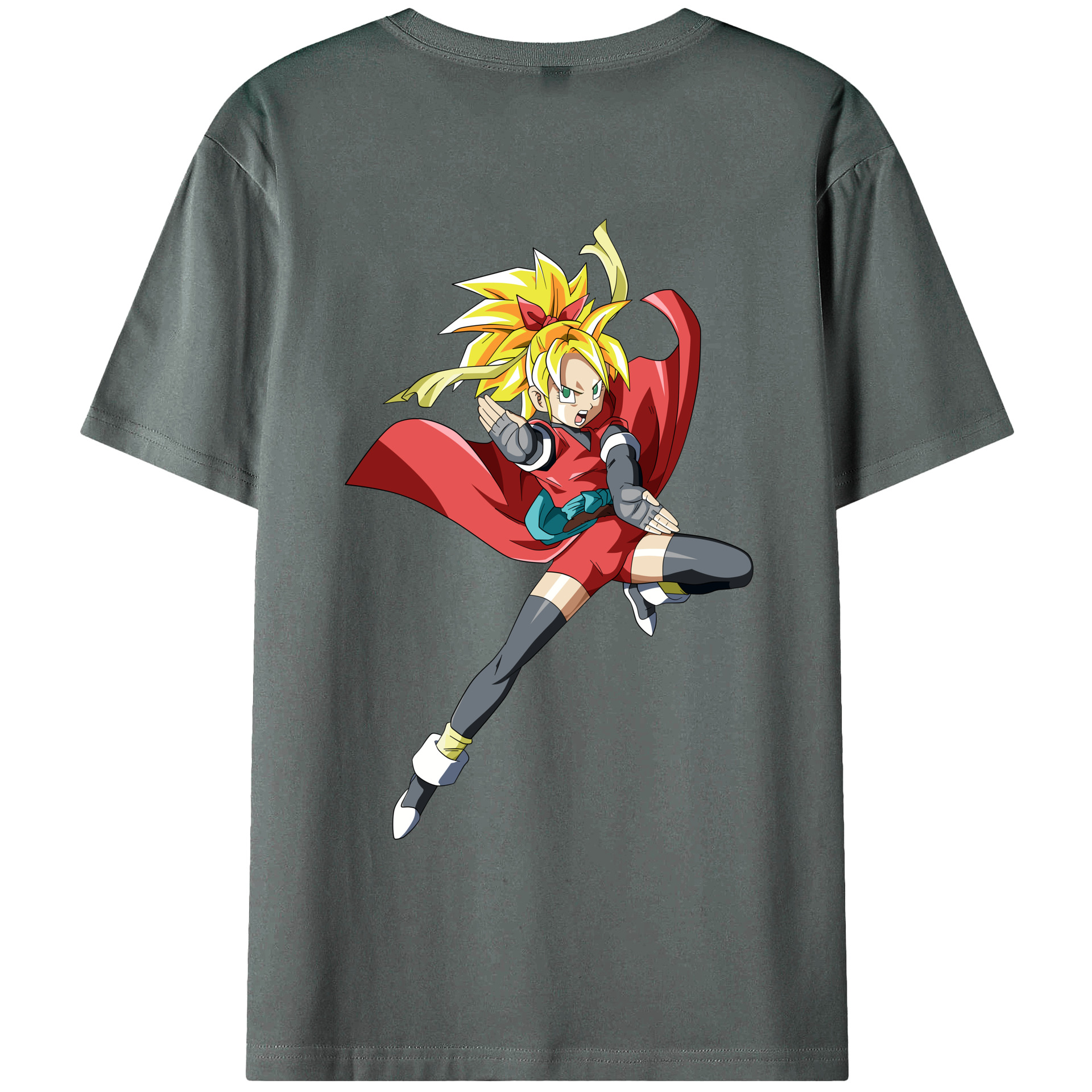 （画像用） ドラゴンボール カリフラ DRAGON BALL Caulifla 綿100％ メンズ半袖Tシャツ（バックプリント） 通気性
